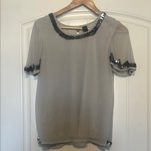 BKE boutique grey and sequin blouse